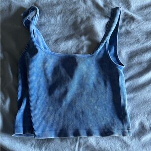 Blue ribbed crop top